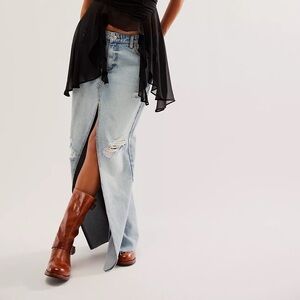 NWT Seroya Matilda Low-Rise Denim Maxi Skirt 25